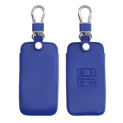 Produktbild von kwmobile Autoschlüssel Kunstleder Hülle kompatibel mit Renault 4-Tasten Smartkey Autoschlüssel (nur Keyless Go) - Schlüsselhülle in Blau