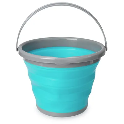 Produktbild von Navaris Falteimer Silikon Eimer faltbar - 10l Putzeimer für Reinigung Camping Angeln Küche - 10 Liter Haushaltseimer kompakt in Blau Grau