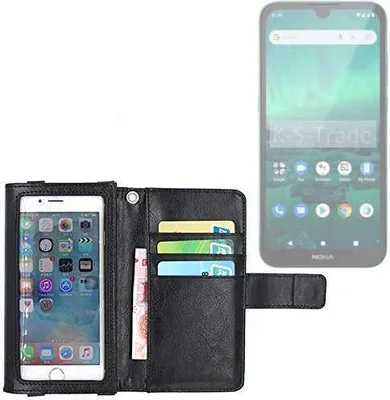 Produktbild von K-S-Trade Handy Hülle Schutz Hülle Kompatibel mit Nokia 1.3 Case mit Displayschutz / Schutzfolie Flip Cover Wallet case Etui Hülle schwarz