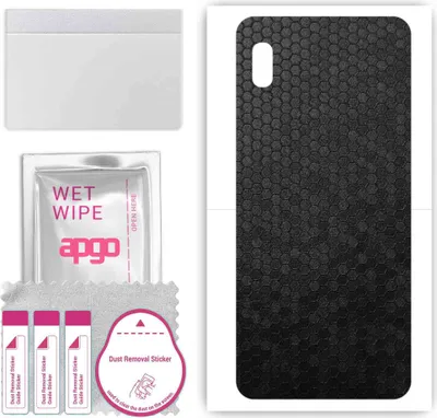 Produktbild von apgo Rückseite Schutzfolie, Skin, kompatibel mit Samsung Galaxy A10s, Hinten Displayschutzfolie aus Vinylfolie, kratzfest, einfache Montage - Schwarze Honigwabe