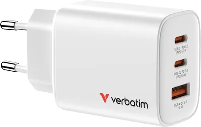 Produktbild von Verbatim GaN III Essentials Charger 3 Port 65W USB-A/C white