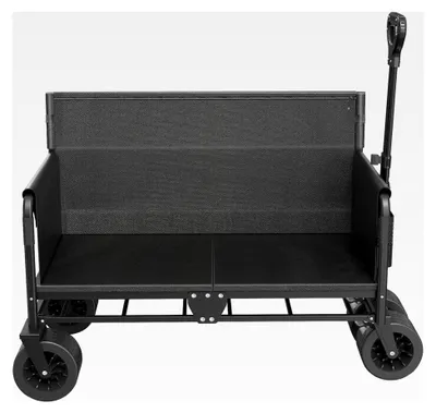 Produktbild von Faltbarer Bollerwagen, 100L Gartenwagen, Transportwagen mit All-Terrain-Rädern und verstellbarem Griff für Einkäufe, Camping, Garten und Strand (Schwarz)