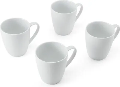 Immagine prodotto di Set di 4 tazze in porcellana bianche da 380 ml, lavabili in lavastoviglie e utilizzabili nel microonde