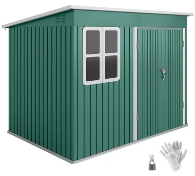 Produktbild von Outsunny Metall Gerätehaus 4,13 m² Geräteschuppen mit Fenster Pultdach Grün
