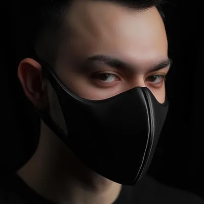minimalistische schwarze Cyberpunk-Maske – Decords 3D-Kostümartikel, Produktansicht 1