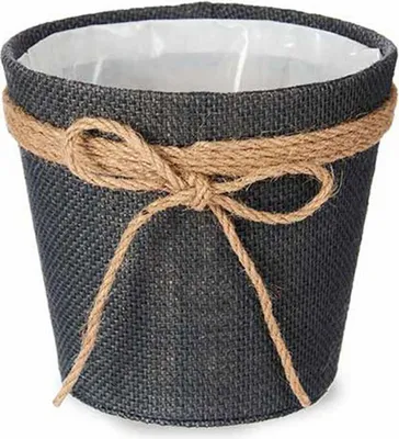 Zdjęcie produktu dla Doniczka kokardka szara plastik 16 x 14,5 x 16 cm