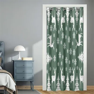 Obrázok produktu pre Záclona Blackout, vianočný motív s jelenom, 116x137 cm, vianočný stromček