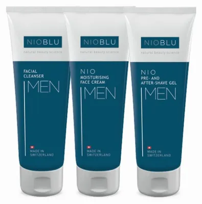 Produktbild von NIOBLU Men Set – Facial Cleanser + Pre & Aftershave Gel + Gesichtscreme