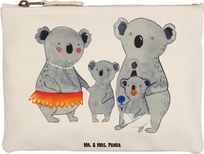 Produktbild von Mr. & Mrs. Panda kosmetiktäschchen Koala Familie Grösse XL Große - Weiß - Geschenk, Waschtasche, Etui, Kosmetiktasche, Muttertag, Kinder, Stoffbeutel, Papa, Mama