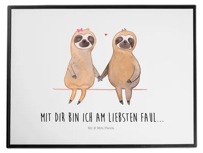 Produktbild von Mr. & Mrs. Panda Tischschoner Faultier Pärchen - Weiß - Geschenk, Liebe, schreibtischunterlagen, Faultiere, malunterlage, arbeitsunterlage, Beziehung, Schreibunterlage