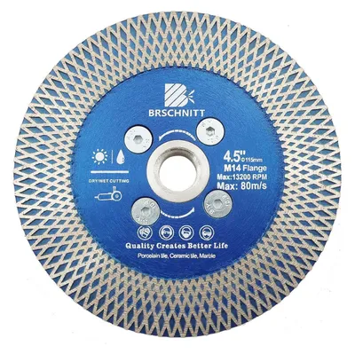 Immagine prodotto di Disco diamantato da taglio da 115 mm con attacco M14, ideale per Vetroceramica dura, porcellana, piastrelle, granito
