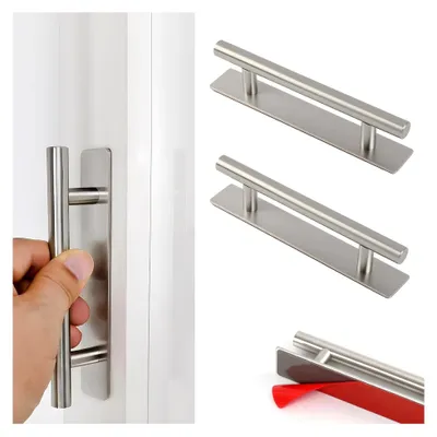 Produktbild von 2 Stück Selbstklebende Möbelgriffe aus Edelstahl, 150 mm Silber