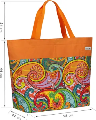 Produktbild von Oversized StrandtascheEinkaufstasche - orange Paisley - XXL Tasche - Paisley