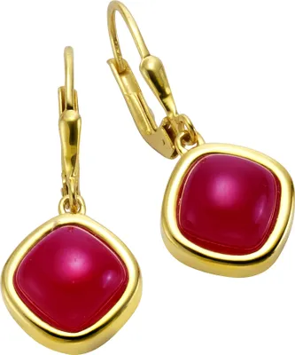 Produktbild von Jamelli Ohrringe 925/- Sterling Silber 2,9cm gelb Chalcedon rot 300230019J