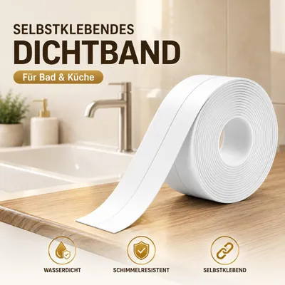 Produktbild von Selbstklebendes Dichtungsband aus PVC – Wasserdichtes Dichtband für Küche, Bad & Toilette, Wandecken, Weiß, 38 mm × 3,2 m, H0367 1 Stück