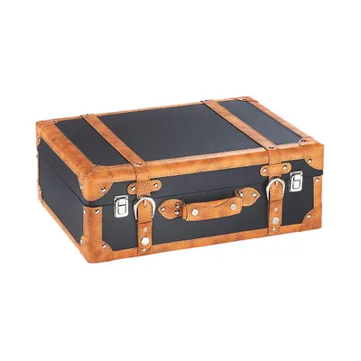 Produktbild von Kobolo dekorativní kufr kufr vintage retro - styl - MDF s koženkovým potahem - hnědý - kovové spony - truhla na poklady Dekorativní kufr
