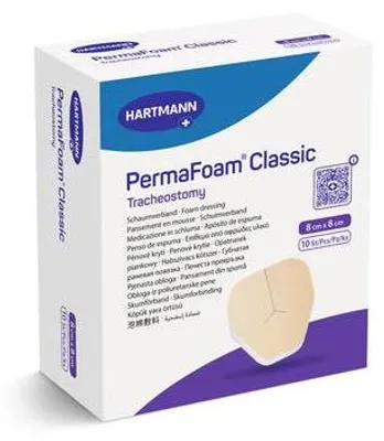 Productafbeelding van Hartmann PermaFoam Classic wondverband voor tracheostomie, 8x8 cm | Verpakking (10 stuks)