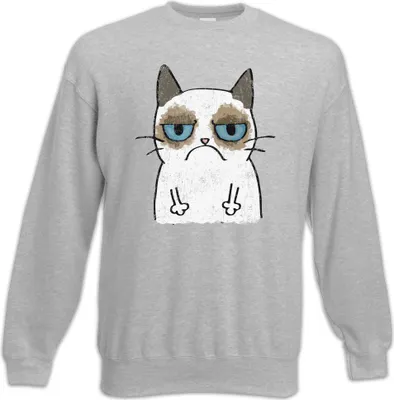 Produktbild von Urban Backwoods Grumpy Cat II, Sweatshirt, Farbe: Hellgrau, Größe: S