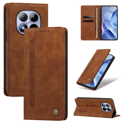 Produktbild von Handyhülle für Xiaomi Redmi Note 15 Pro 4G, Leder Wallet Klapphülle mit Standfunktion, Stoßfeste Schutzhülle Braun