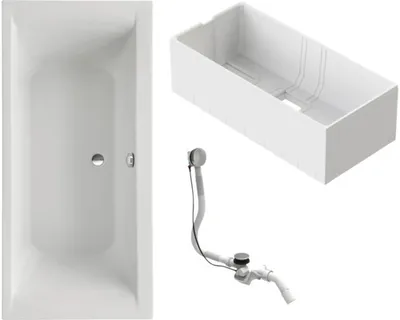 Produktbild von Badewannen Set OTTOFOND Wistula 80 x 180 cm weiß glatt glänzend 985021
