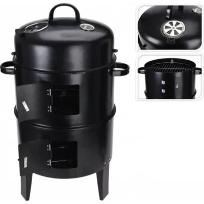 Produktbild von ProGarden Holzkohlegrill mit Schornstein und 2 Grillrosten Schwarz