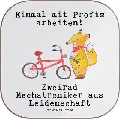 Produktbild von Mr. & Mrs. Panda Holzuntersetzer Zweirad Mechatroniker Leidenschaft - Weiß - Geschenk, Coaster, Untersetzer Gläser, Tassenuntersetzer, gläseruntersetzer, Tischschoner