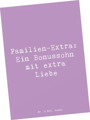 Produktbild von Mr. & Mrs. Panda Postkarte Spruch Bonussohn Liebe - Lavendeltraum - Geschenk, Ansichtskarte, Stiefsohn, bildkarte, Patchworkfamilie, Postkarten, Dankeschön, Bonusfamilie
