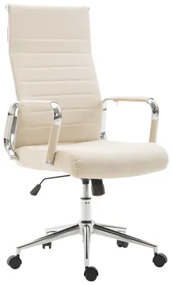Imagen del producto de Silla de oficina Kolumbus, tapizada en tela color crema