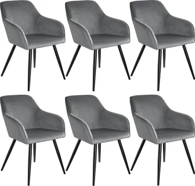 Produktbild von tectake® Esszimmerstuhl Marilyn gepolstert, in Samtoptik 58 x 62 x 82 cm