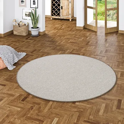 Produktbild von Feinschlingen Velour Teppich Strong Taupe Rund, Größe:200 cm Rund