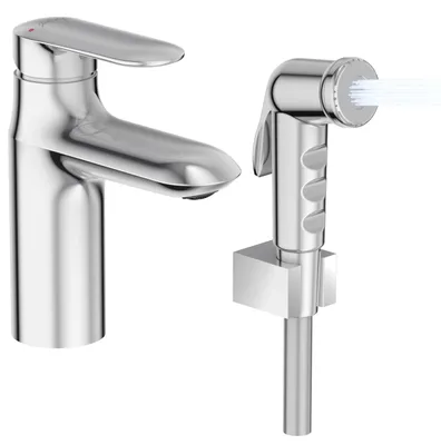 Waschtisch-Einhebelmischbatterie mit Hygienebrause, Chrom