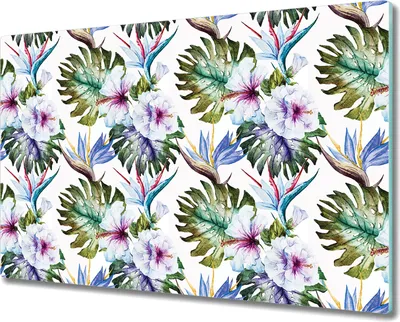 Produktbild von Glas Schneidebrett Herdabdeckplatten Schneideplatten - 80x52 cm - Pastell-Hibiskus