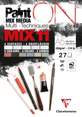Obrázok produktu pre Clairefontaine 976010C Blok na kreslenie Clairefontaine PAINT'ON MIX11, DIN A5