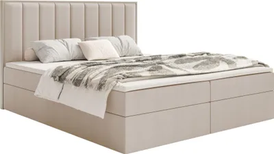 Produktbild von Selsey Togents – Boxspringbett 180x200 mit Stauraum und Topper, hydrophobe Chenille, beige