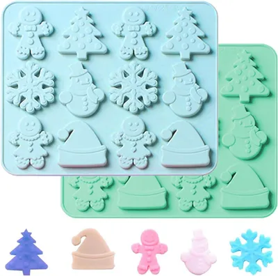 Produktbild von Silikon-Backformen für Weihnachten – Set aus 2 – Lebkuchenformen – Backformen – Silikonform für Schokolade – Cupcakes