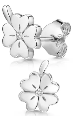 Produktbild von MATERIA by Matthias Wagner Kleeblatt Ohrstecker Silber 925 mit Zirkonia SO-213