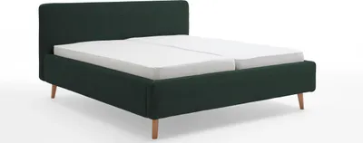 Produktbild von Meise Möbel Mattis Polsterbett 180x200cm Holzfuß Kopfteil Glatt Dunkelgrün