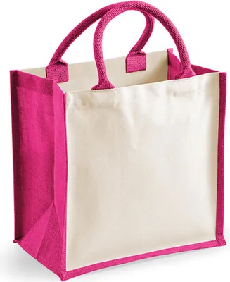 Image de Westford Mill W421 | Printers' Midi Jute Bag 30 x 30 x 19 cm - Couleur : Fuchsia - Taille : One Size