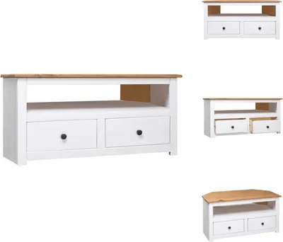 Produktbild von vidaXL TV-Eckschrank Weiß 93 x 49 x 49 cm Massivholz Panama-Kiefer - TV-Möbel