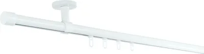 Produktbild von SN Deco Gardinenstange Innenlauf Brest, 19 mm, 1-läufig, Stahl, Komplett-Set mit Ringen, Profildeckentrager, 400 cm, weiß