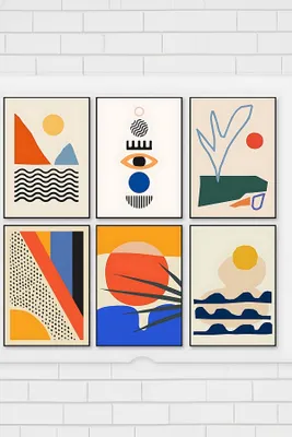 Image de Wallity, Artsycllct11, Tableau décoratif encadré (6 pièces), multicolore, 100 % BOIS MASSIF , 33 x 48 x 2 cm