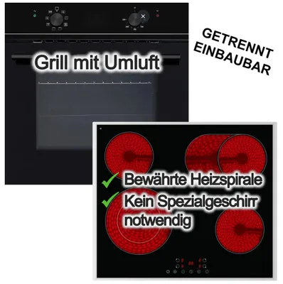 Produktbild von Herdset Backofen Wolkenstein ECO Umluftgrill + PKM Elektrokochfeld Zweikreis Bräterzone