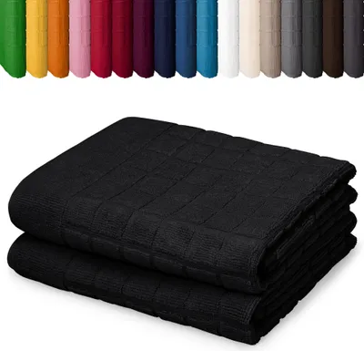 Produktbild von DOPPELPACK Duschvorleger 50 x 70cm Badvorleger Vorleger Badematte Badteppich 100% Baumwolle, Farbe: Schwarz