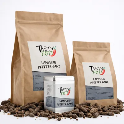 Produktbild von Tasty Pott Lampung Pfeffer ganz - Stangenpfeffer - im Beutel - 250g