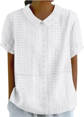 Produktbild von Damen Mit Print Sommer Bluse Lässiges Farbblock-/ lockere, Bequeme Kurzarm-Tops mit V-Ausschnitt