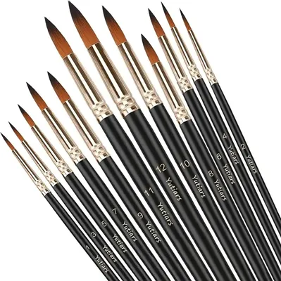 Produktbild von 12 Stück Künstlerpinsel Pinsel Set Modellbau Pinsels für Malen nach Zahlen Acrylfarben und Aquarellmalerei Hochwertige Pinsel ohne Haarverlust
