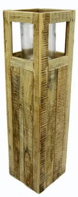 Holz-Laterne mit Glaseinsatz, Landhausstil, 21x21x80 cm