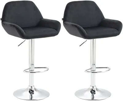 Produktbild von 2er Set Barhocker Braga Samt chrom schwarz
