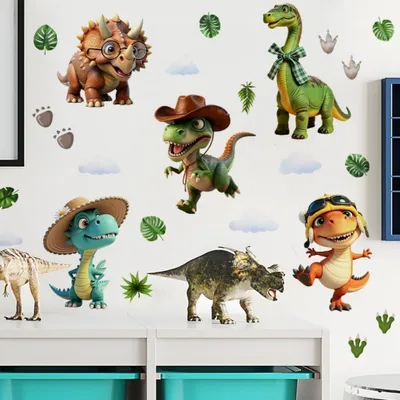 Obrázok produktu pre Samolepiace nálepky s dinosaurom, 5 kusov, odnímateľné, vhodné do detskej izby