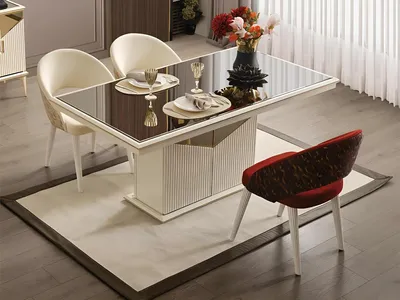 Produktbild von Esszimmertisch Esstisch Tisch Esszimmer Essecke Beige Holz Gold Luxus